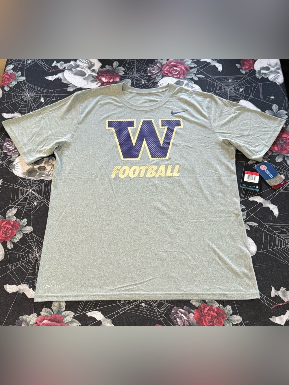 NWT 2014 NIKE DRI-FIT WASHINGTON HUSKIES LEGEND LOGO GREY FOOTBALL TEE MENS SZ L